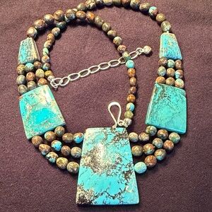 ✨✨ Jay King Turquoise Statement Necklace – Sterling Silver – NEW (213)✨